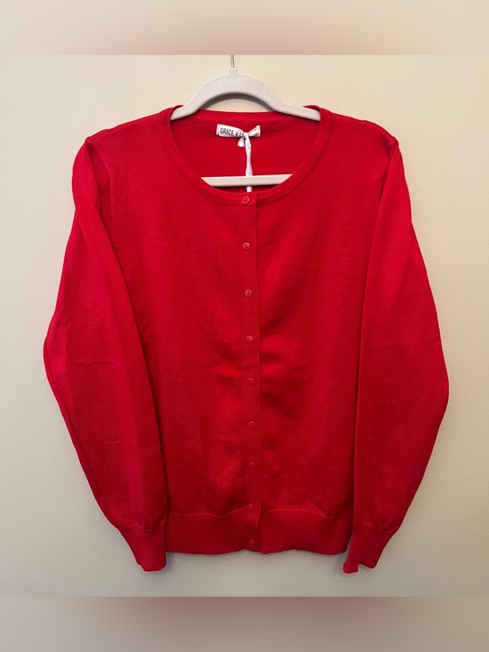 Grace Karin Sweaters - NWT Grace Karin Cardigan Women's Size Large Solid Red Classic Holiday
